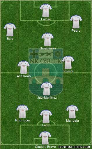 NK Osijek 3-4-2-1 football formation