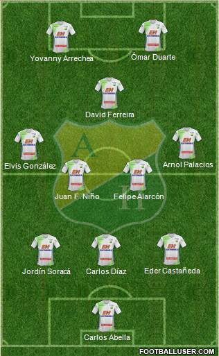 CD Atlético Huila 3-4-1-2 football formation