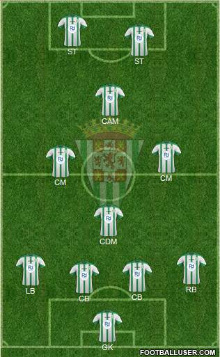 Córdoba C.F., S.A.D. 4-3-1-2 football formation