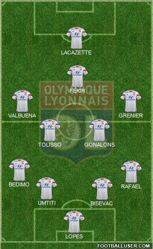 Olympique Lyonnais 4-4-1-1 football formation