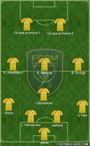 FC Sochaux-Montbéliard 4-4-2 football formation