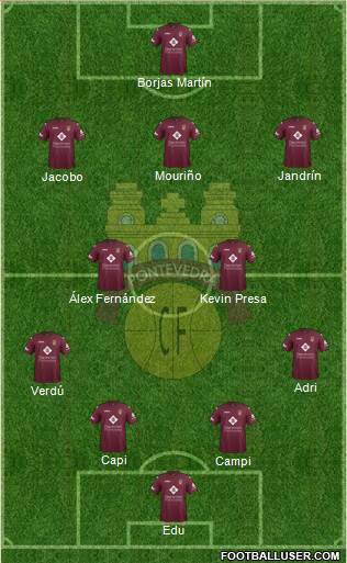 Pontevedra C.F. 4-2-3-1 football formation