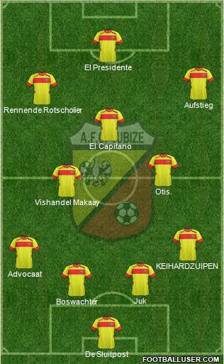 AFC Tubize 4-3-3 football formation