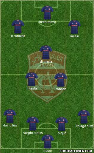 Club Africain Tunis 4-3-3 football formation