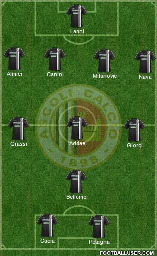Ascoli 4-3-1-2 football formation