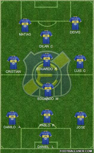 CD Everton de Viña del Mar S.A.D.P. 3-4-2-1 football formation