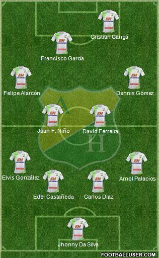 CD Atlético Huila 4-4-1-1 football formation
