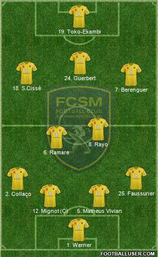 FC Sochaux-Montbéliard 4-2-3-1 football formation