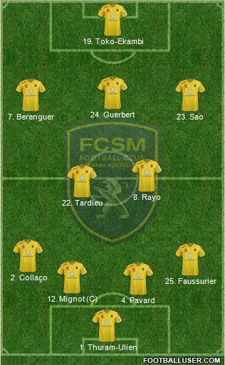 FC Sochaux-Montbéliard 4-2-3-1 football formation