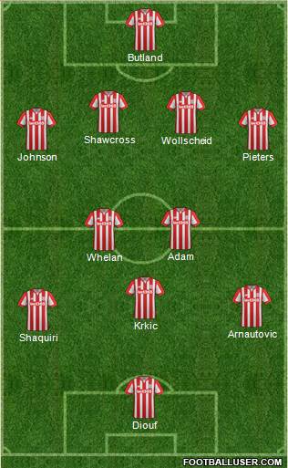 Stoke City 4-2-2-2 football formation