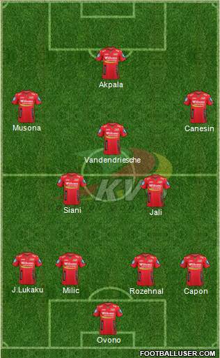 KV Oostende 4-3-2-1 football formation