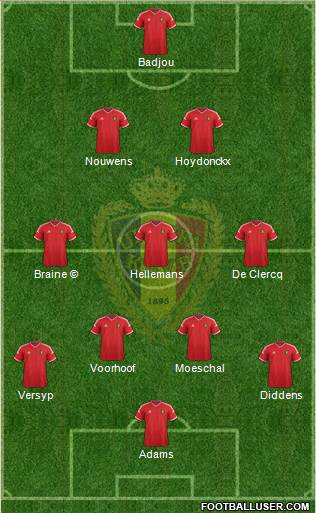 Belgium 3-4-3 football formation