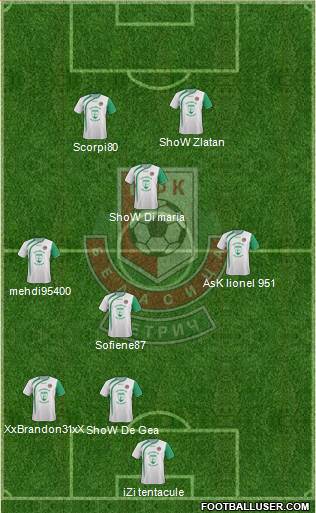 Belasitsa (Petrich) 4-1-3-2 football formation