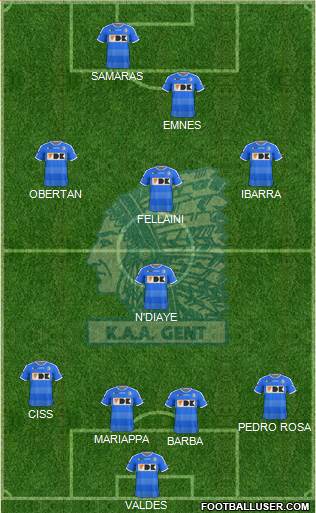 KAA Gent 4-2-2-2 football formation