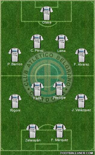 Belgrano de Córdoba 4-4-2 football formation