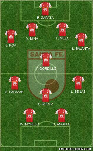 Santa Fe CD 4-4-2 football formation