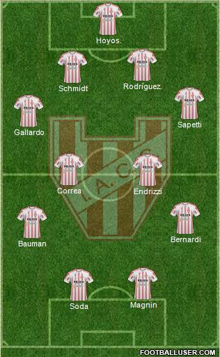 Instituto de Córdoba 4-4-2 football formation