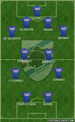 Sampdoria 4-1-4-1 football formation