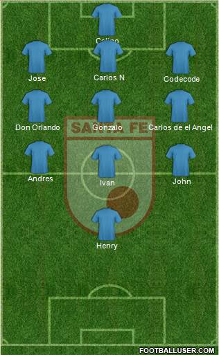 Santa Fe CD 4-5-1 football formation