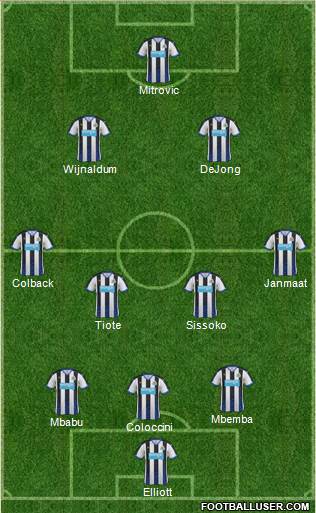 Newcastle United 3-4-3 football formation