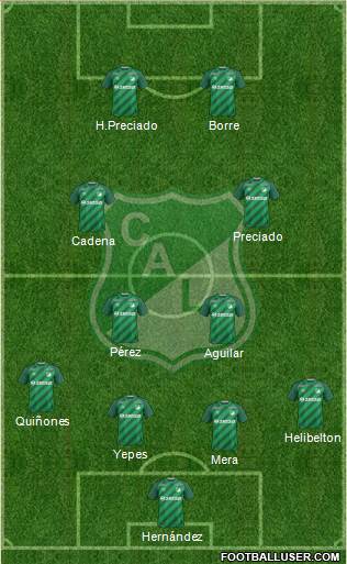AC Deportivo Cali 4-2-2-2 football formation