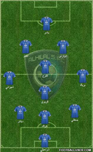 Al-Hilal (KSA) 5-4-1 football formation