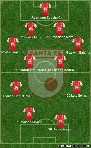 Santa Fe CD 4-4-2 football formation