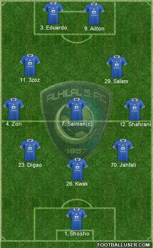 Al-Hilal (KSA) 5-3-2 football formation