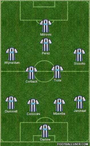 Newcastle United 4-1-4-1 football formation