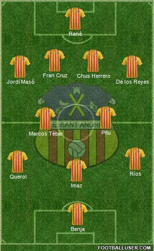 U.E. Sant Andreu 4-2-3-1 football formation