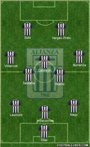 C Alianza Lima 3-5-2 football formation