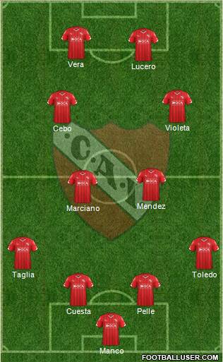 Independiente 4-2-2-2 football formation