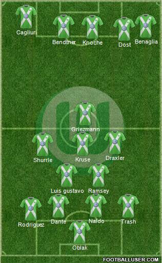 VfL Wolfsburg 4-4-1-1 football formation