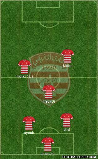 Club Africain Tunis 3-4-3 football formation