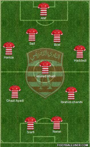 Club Africain Tunis 5-4-1 football formation