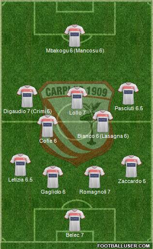 Carpi 4-5-1 football formation