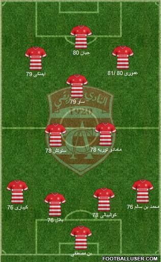 Club Africain Tunis 4-3-1-2 football formation