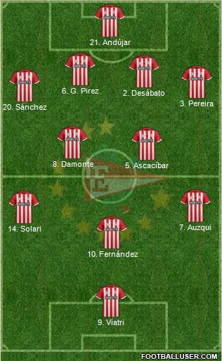 Estudiantes de La Plata 4-2-3-1 football formation