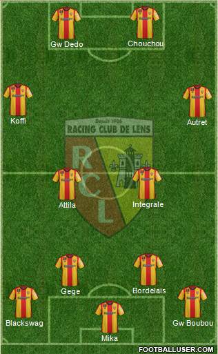 Racing Club de Lens 4-2-2-2 football formation
