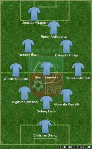 La Peña Sporting C 3-5-2 football formation