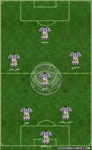 Tauro FC 5-4-1 football formation