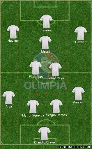 CD Olimpia 4-2-1-3 football formation