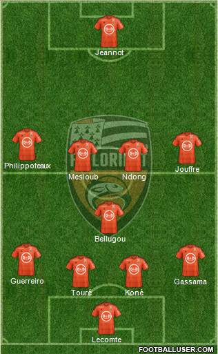 FC Lorient Bretagne Sud 4-1-4-1 football formation