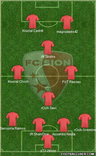 FC Sion 4-3-1-2 football formation