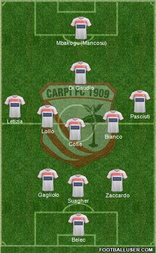 Carpi 3-5-1-1 football formation