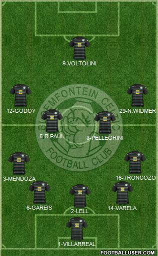 Bloemfontein Celtic 5-4-1 football formation