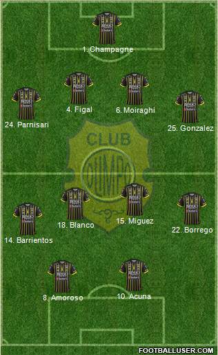 Olimpo de Bahía Blanca 4-4-2 football formation