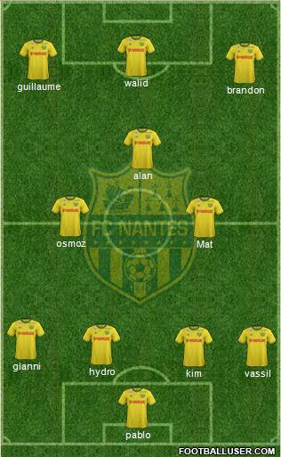 FC Nantes 4-3-3 football formation
