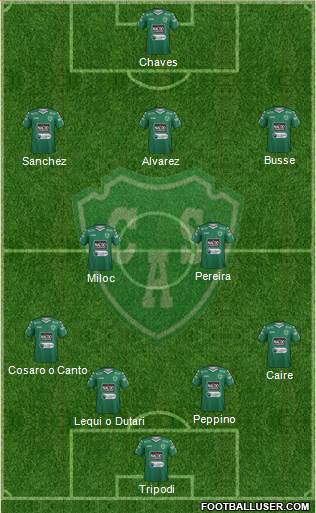 Sarmiento de Junín 4-2-3-1 football formation