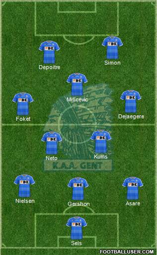 KAA Gent 3-5-2 football formation